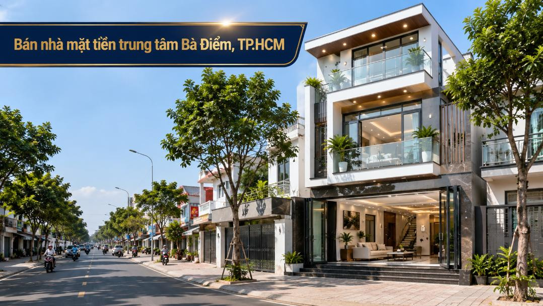 Bán nhà mặt tiền trung tâm Bà Điểm, thuận lợi kinh doanh