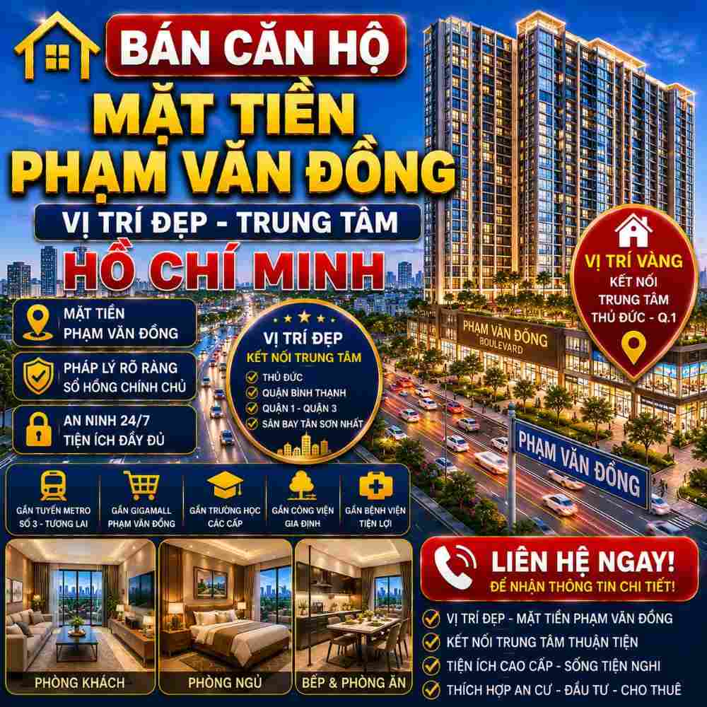 Bán Căn Hộ Mặt Tiền Phạm Văn Đồng, Kết Nối Nhanh Mọi Khu Vực