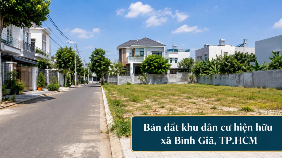 Bán đất khu dân cư hiện hữu Bình Giã, thuận tiện xây nhà