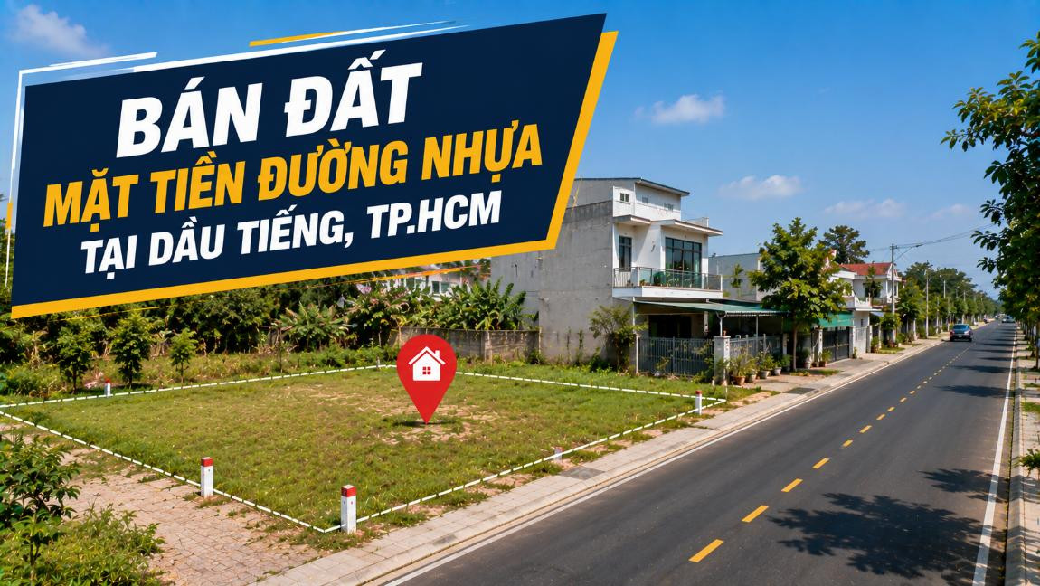 Bán đất mặt tiền đường nhựa Dầu Tiếng, dễ đi và kinh doanh