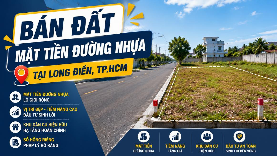 Bán đất mặt tiền đường nhựa Long Điền, dễ đi và kinh doanh