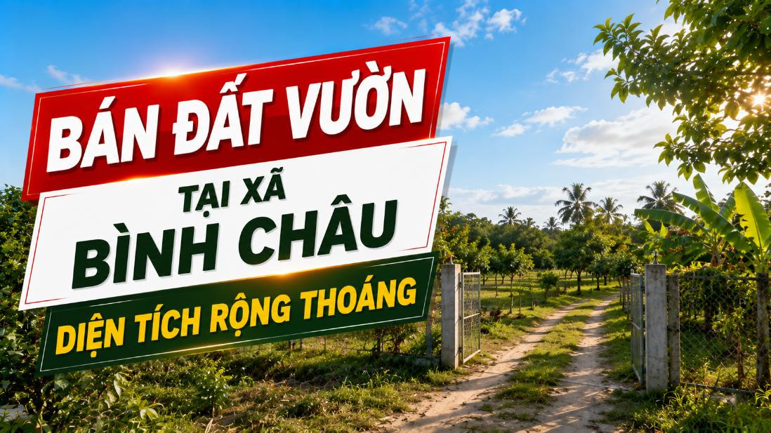 Bán đất vườn tại xã Bình Châu, diện tích rộng thoáng