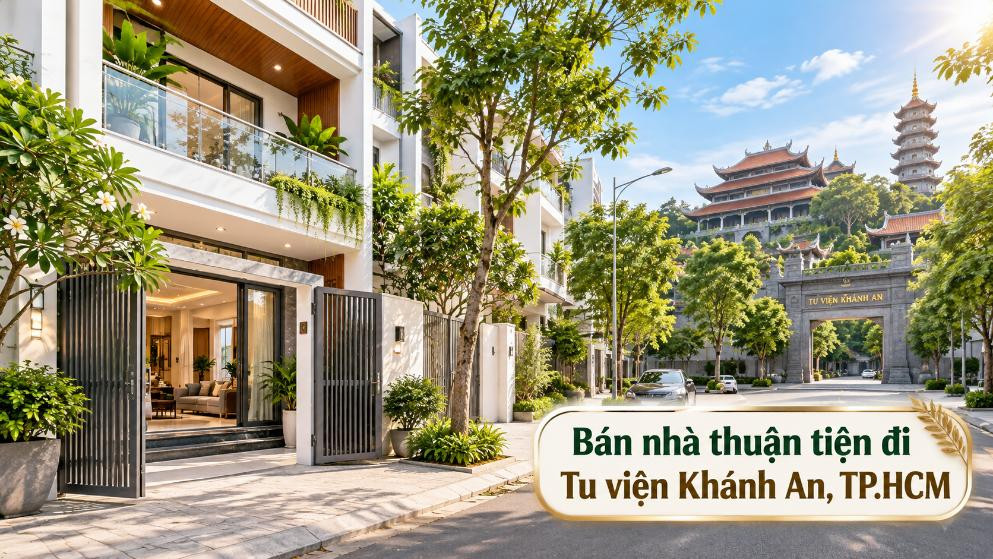 Bán nhà Đông Thạnh thuận tiện đi Tu viện Khánh An