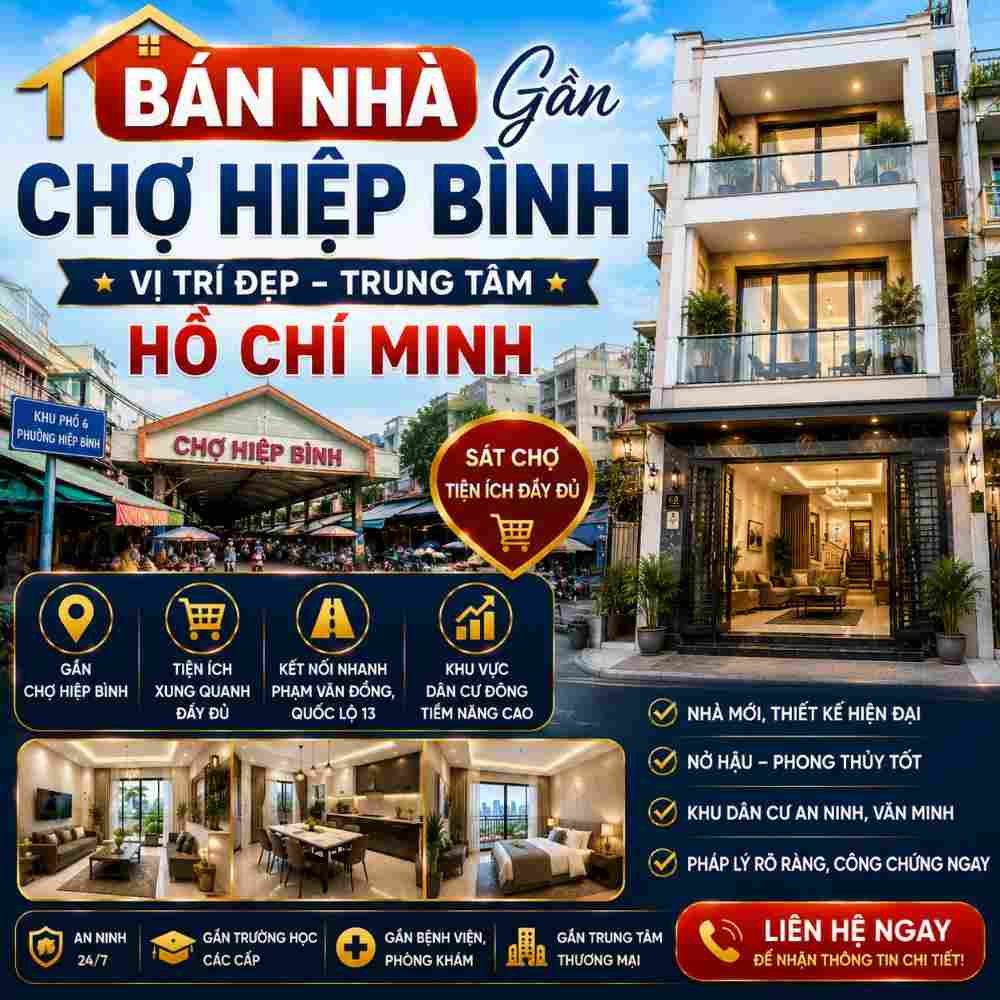 Bán Nhà Gần Chợ Hiệp Bình, Thuận Tiện Sinh Hoạt Hằng Ngày
