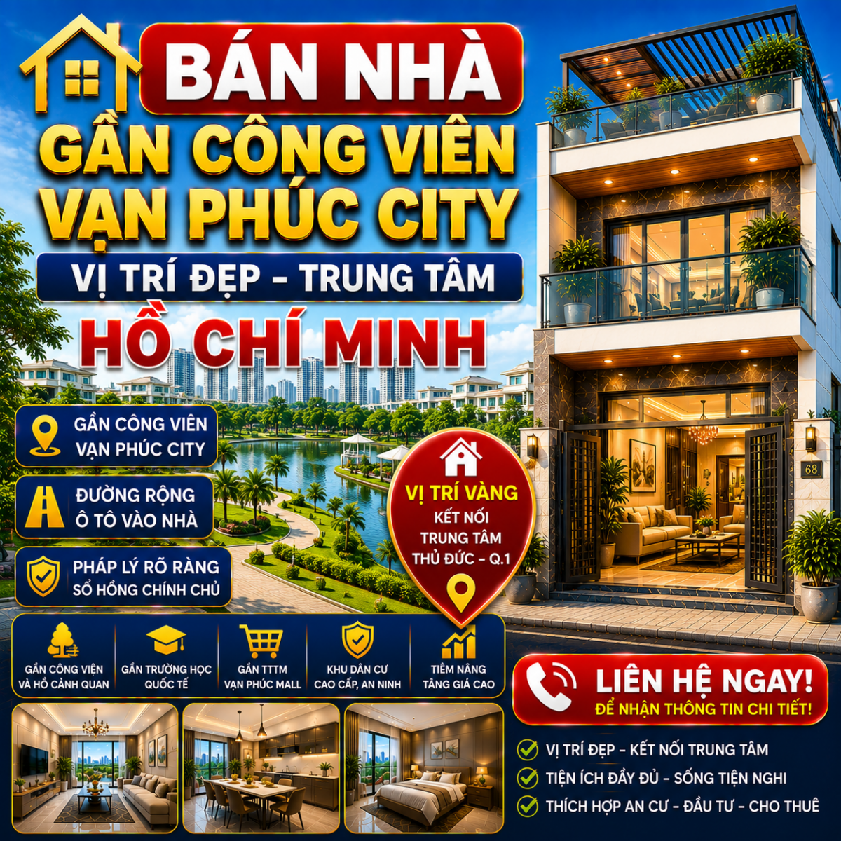 Bán Nhà Gần Công Viên Vạn Phúc City, Không Gian Sống Xanh