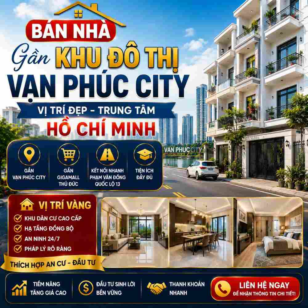 Bán Nhà Gần Khu Đô Thị Vạn Phúc City, Vị Trí Đẹp Trung Tâm TP Thủ Đức