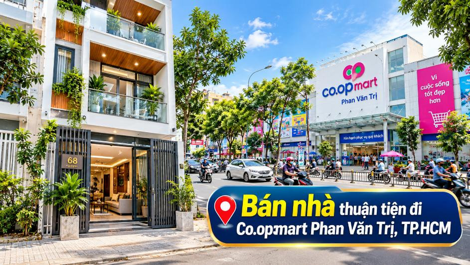 Bán nhà Hạnh Thông thuận tiện đi Co.opmart Phan Văn Trị