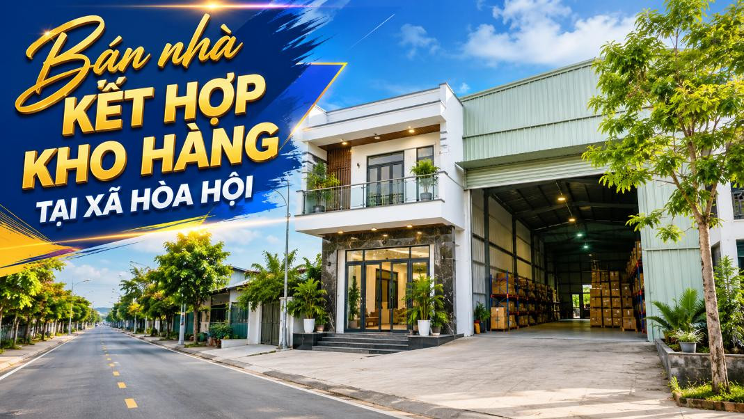 Bán nhà kết hợp kho hàng tại Hòa Hội, diện tích rộng