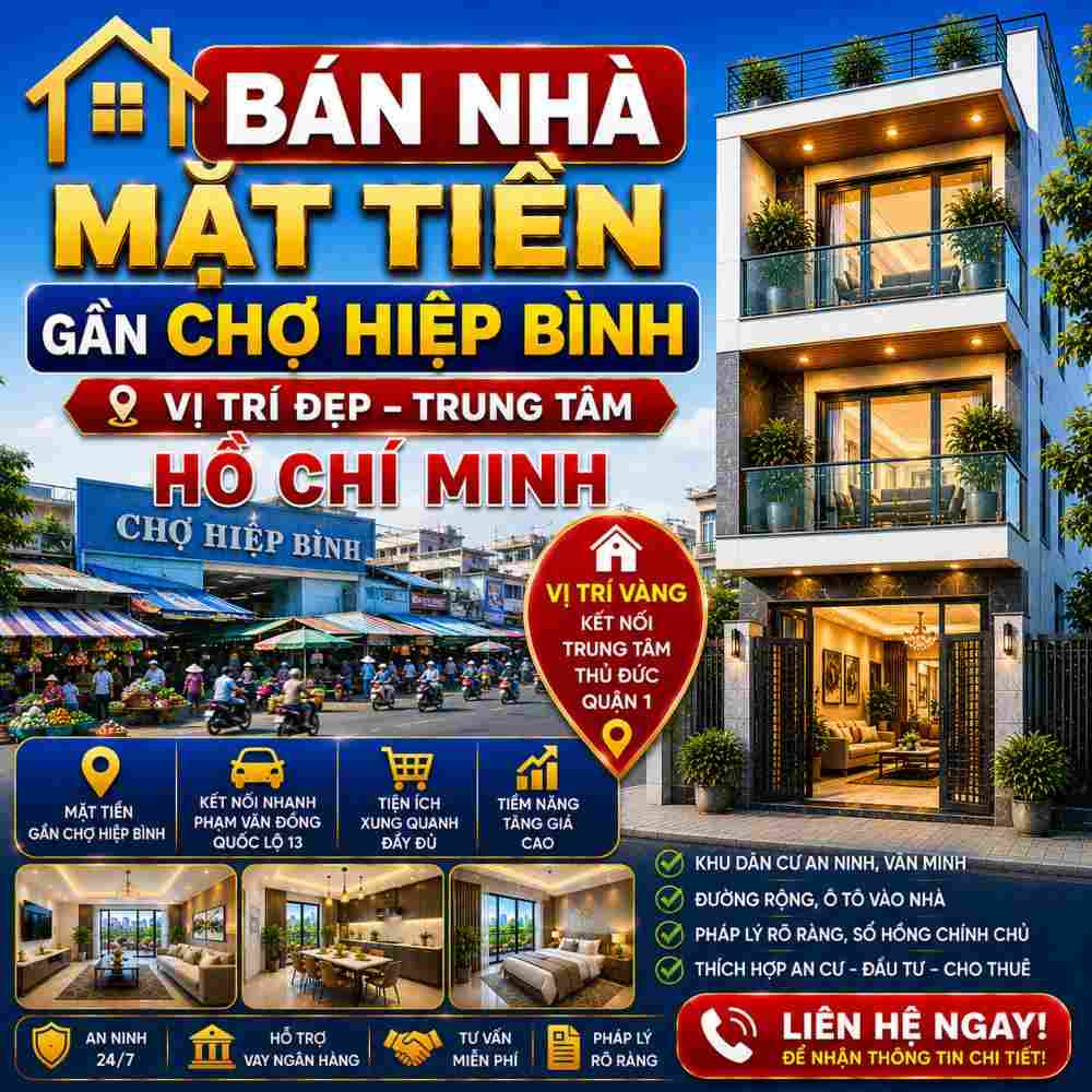 Bán Nhà Mặt Tiền Gần Chợ Hiệp Bình, Kinh Doanh Thuận Lợi