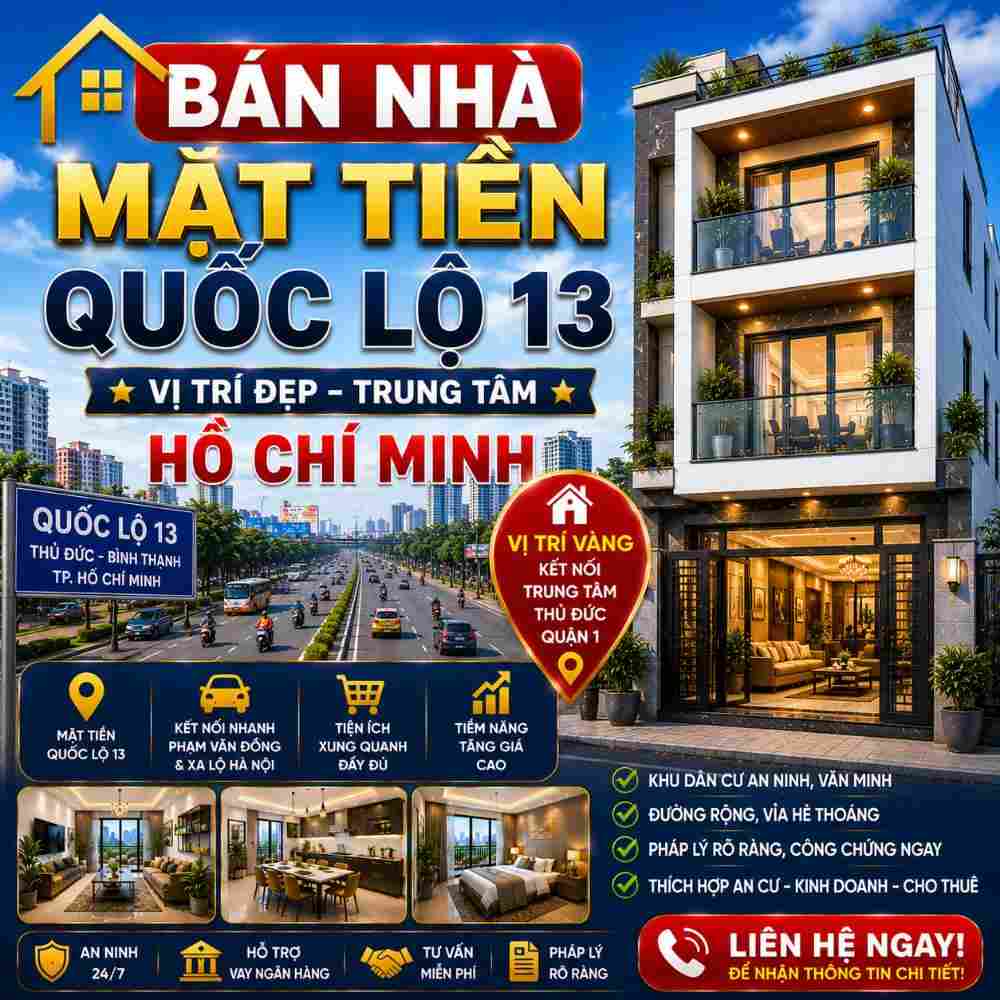 Bán Nhà Mặt Tiền Quốc Lộ 13, Giá Trị Khai Thác Cao