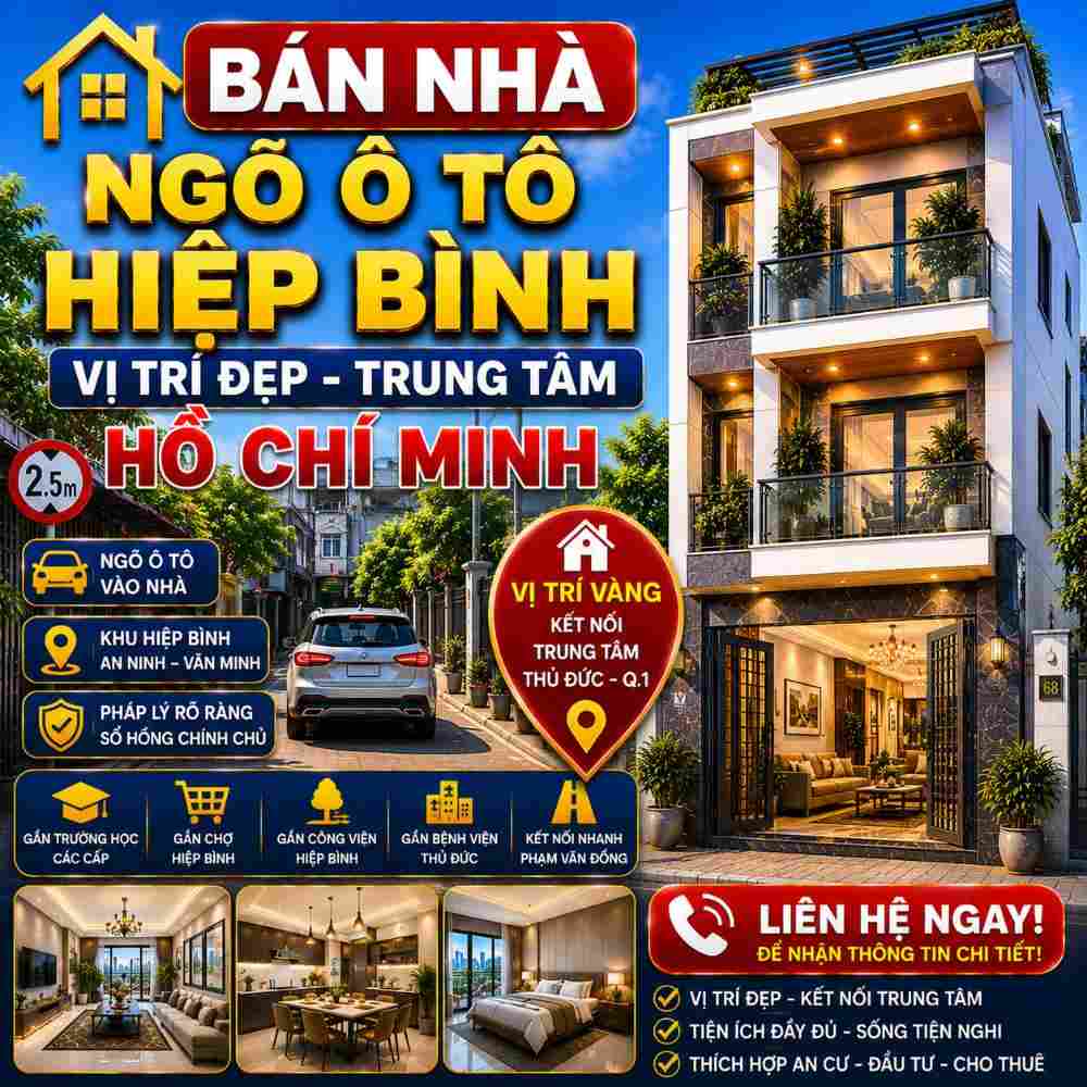 Bán Nhà Ngõ Ô Tô Hiệp Bình, Thuận Tiện Di Chuyển Và Đỗ Xe