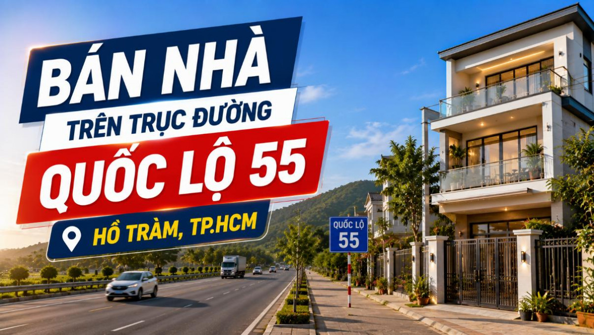 Bán nhà trên trục đường Quốc lộ 55, Hồ Tràm