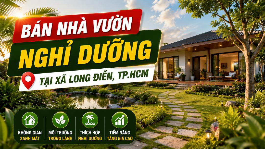 Bán nhà vườn nghỉ dưỡng Long Điền, không gian yên tĩnh