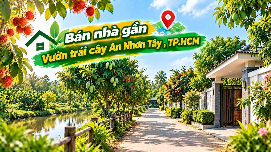 Mở cửa thấy màu xanh – Nhà gần Vườn trái cây An Nhơn Tây